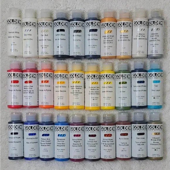 Golden Other - 🎨 Lot of 30 🎨 GOLDEN FLUID ACRYLIC PAINT 4oz BOTTLES No Duplicate Color…